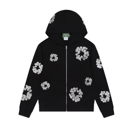 Denim Tears Cashmere Swarovski Cotton Wreath Zip Hoodie Black
